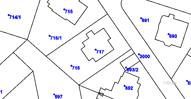 Parcela st. 717 v KÚ Nusle, Katastrální mapa