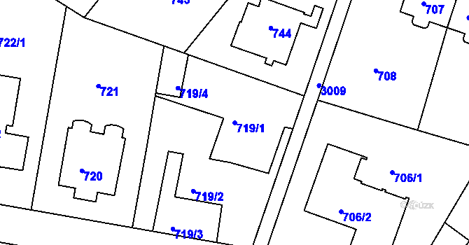Parcela st. 719/1 v KÚ Nusle, Katastrální mapa