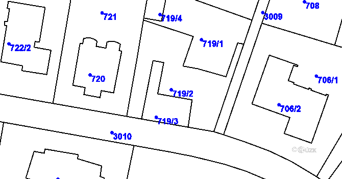 Parcela st. 719/2 v KÚ Nusle, Katastrální mapa