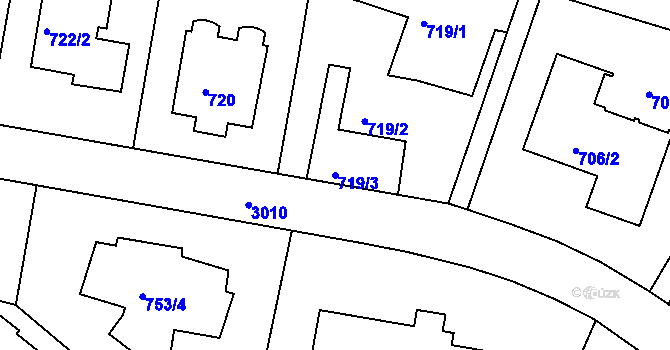 Parcela st. 719/3 v KÚ Nusle, Katastrální mapa