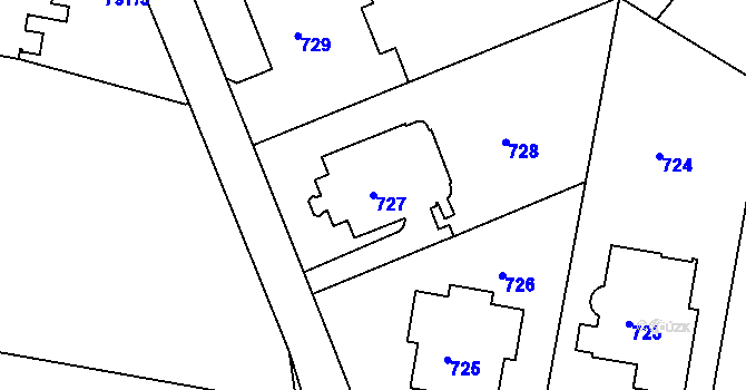 Parcela st. 727 v KÚ Nusle, Katastrální mapa