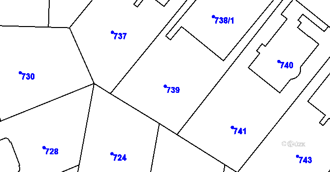 Parcela st. 739 v KÚ Nusle, Katastrální mapa