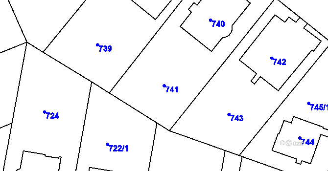 Parcela st. 741 v KÚ Nusle, Katastrální mapa