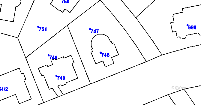 Parcela st. 746 v KÚ Nusle, Katastrální mapa