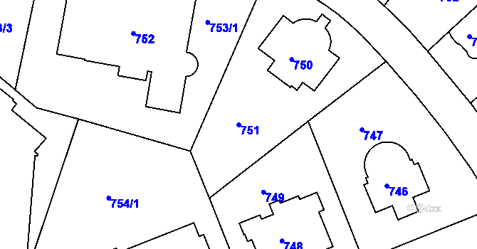Parcela st. 751 v KÚ Nusle, Katastrální mapa