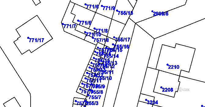 Parcela st. 755/14 v KÚ Nusle, Katastrální mapa