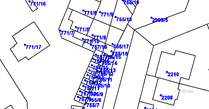 Parcela st. 755/15 v KÚ Nusle, Katastrální mapa