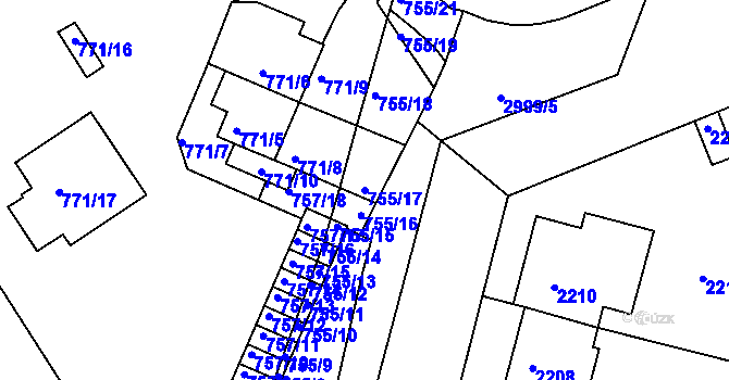 Parcela st. 755/17 v KÚ Nusle, Katastrální mapa