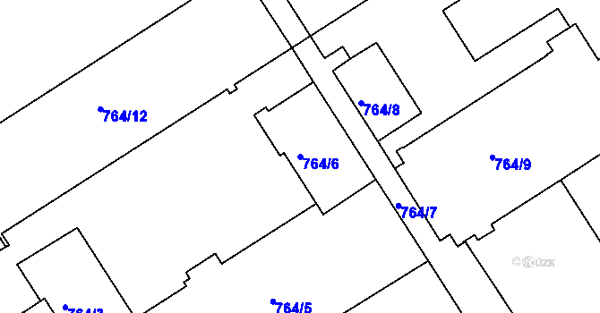 Parcela st. 764/6 v KÚ Nusle, Katastrální mapa