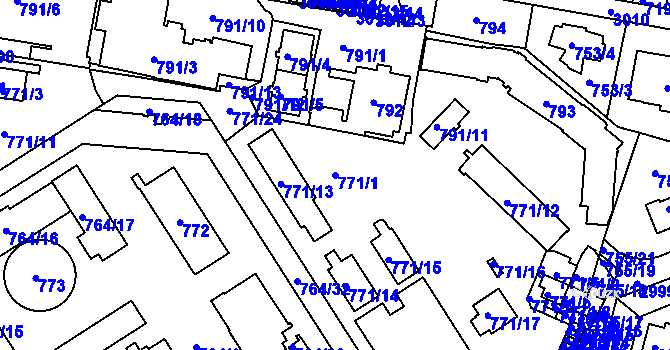 Parcela st. 771/1 v KÚ Nusle, Katastrální mapa