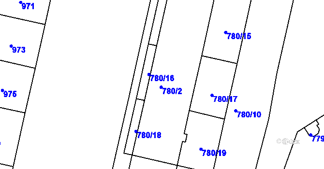 Parcela st. 780/3 v KÚ Nusle, Katastrální mapa