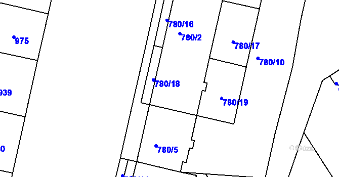 Parcela st. 780/4 v KÚ Nusle, Katastrální mapa