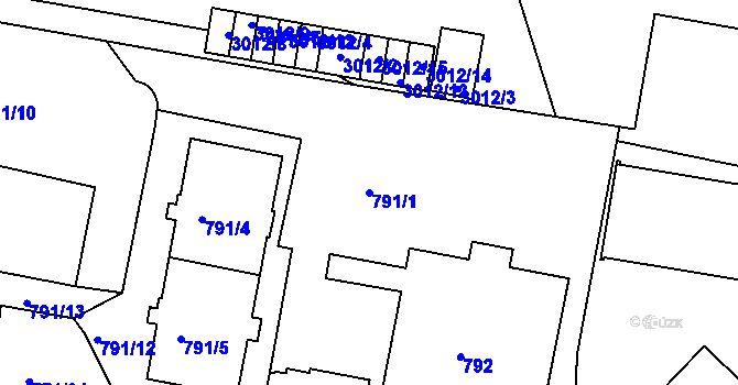 Parcela st. 791/1 v KÚ Nusle, Katastrální mapa