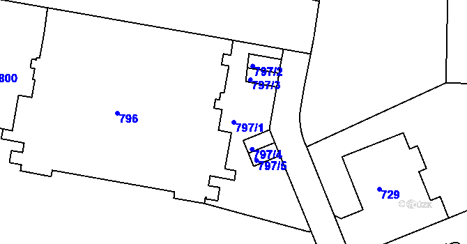Parcela st. 797/1 v KÚ Nusle, Katastrální mapa