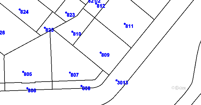 Parcela st. 809 v KÚ Nusle, Katastrální mapa
