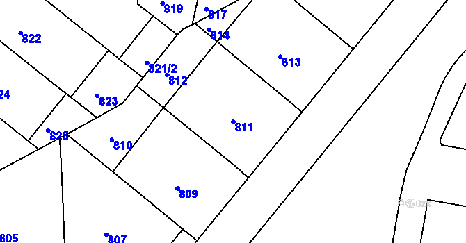 Parcela st. 811 v KÚ Nusle, Katastrální mapa
