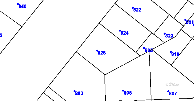 Parcela st. 826 v KÚ Nusle, Katastrální mapa