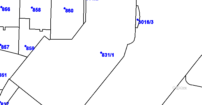 Parcela st. 831/1 v KÚ Nusle, Katastrální mapa