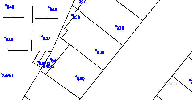 Parcela st. 838 v KÚ Nusle, Katastrální mapa