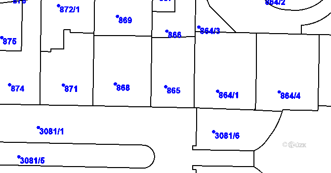 Parcela st. 865 v KÚ Nusle, Katastrální mapa