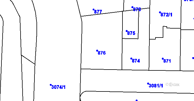 Parcela st. 876 v KÚ Nusle, Katastrální mapa