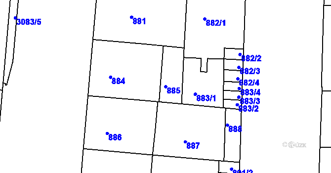 Parcela st. 885 v KÚ Nusle, Katastrální mapa