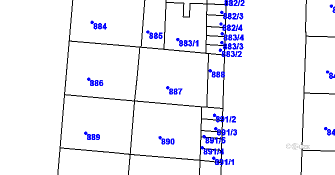 Parcela st. 887 v KÚ Nusle, Katastrální mapa