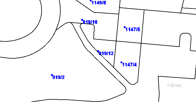 Parcela st. 919/12 v KÚ Nusle, Katastrální mapa