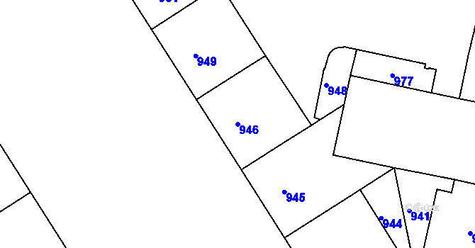 Parcela st. 946 v KÚ Nusle, Katastrální mapa