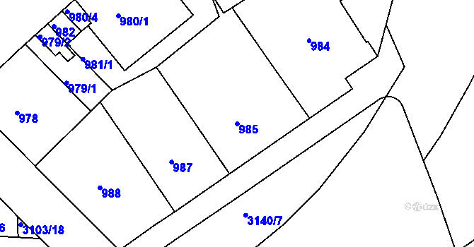 Parcela st. 985 v KÚ Nusle, Katastrální mapa