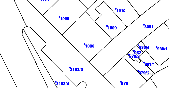 Parcela st. 1008 v KÚ Nusle, Katastrální mapa