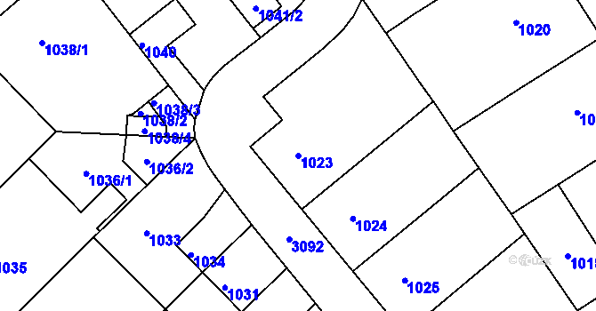 Parcela st. 1023 v KÚ Nusle, Katastrální mapa