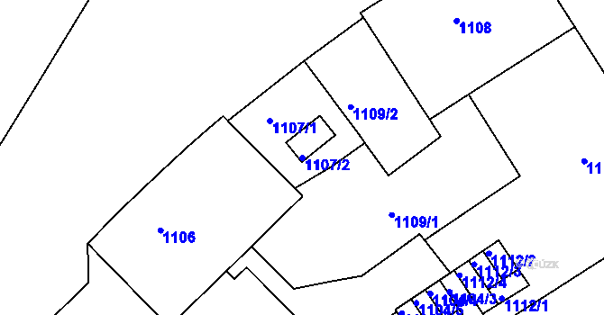 Parcela st. 1107/2 v KÚ Nusle, Katastrální mapa