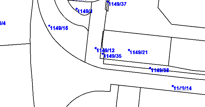 Parcela st. 1149/35 v KÚ Nusle, Katastrální mapa