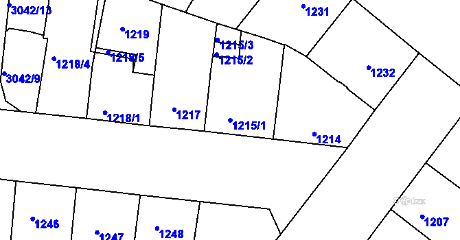 Parcela st. 1215/1 v KÚ Nusle, Katastrální mapa