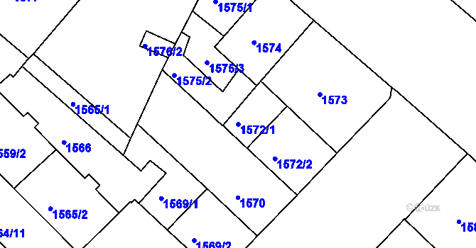 Parcela st. 1572/1 v KÚ Nusle, Katastrální mapa