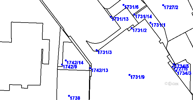 Parcela st. 1731/3 v KÚ Nusle, Katastrální mapa
