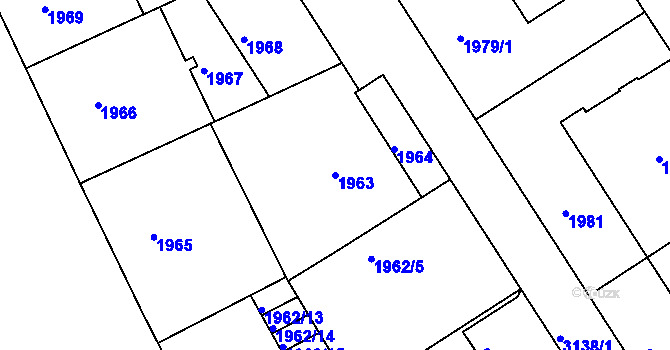 Parcela st. 1963 v KÚ Nusle, Katastrální mapa