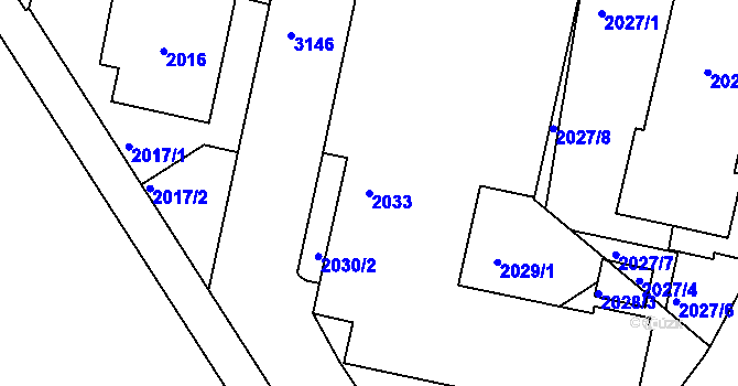 Parcela st. 2033 v KÚ Nusle, Katastrální mapa