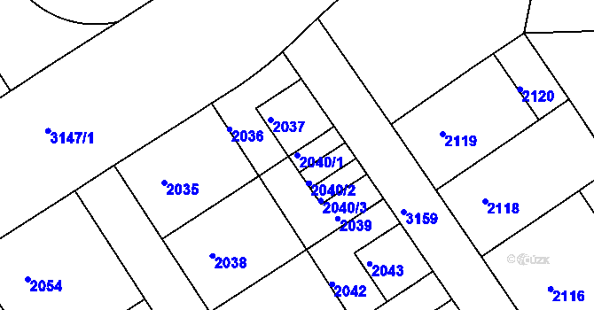 Parcela st. 2040/1 v KÚ Nusle, Katastrální mapa
