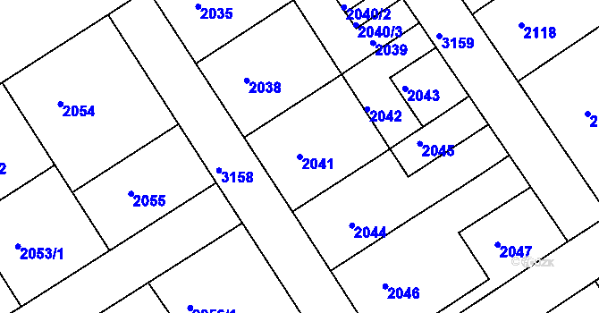 Parcela st. 2041 v KÚ Nusle, Katastrální mapa