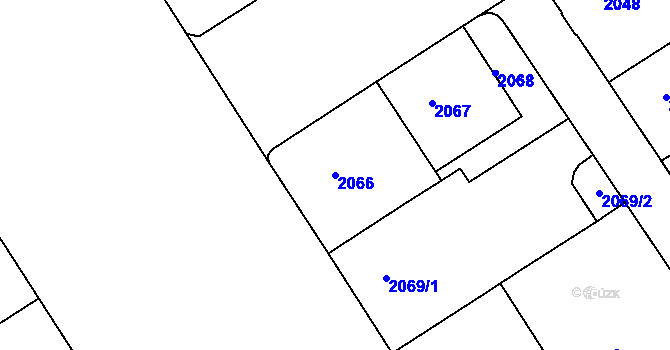 Parcela st. 2066 v KÚ Nusle, Katastrální mapa