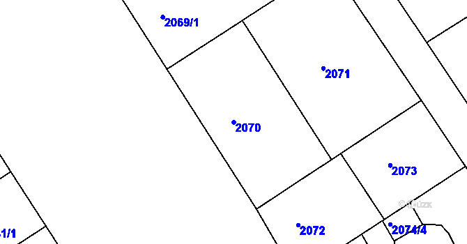 Parcela st. 2070 v KÚ Nusle, Katastrální mapa
