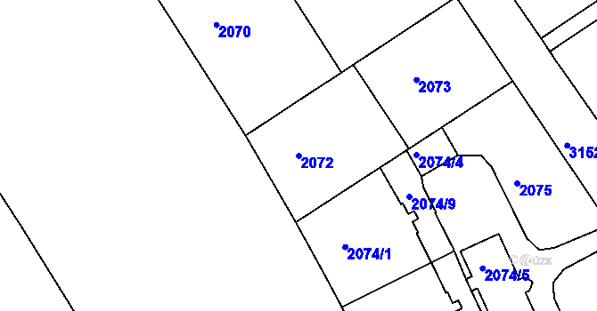 Parcela st. 2072 v KÚ Nusle, Katastrální mapa
