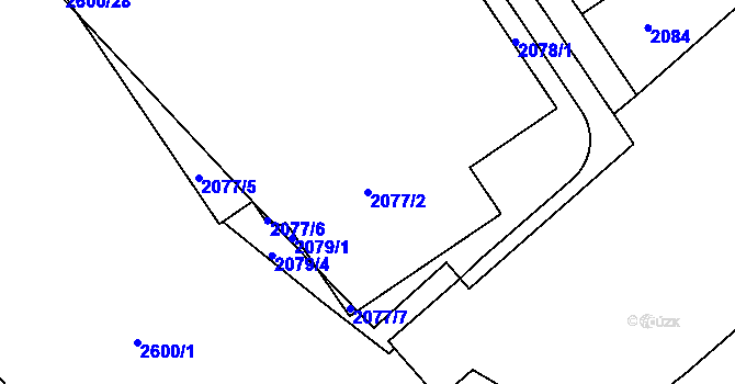 Parcela st. 2077/2 v KÚ Nusle, Katastrální mapa