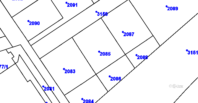 Parcela st. 2085 v KÚ Nusle, Katastrální mapa