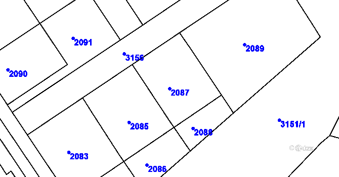 Parcela st. 2087 v KÚ Nusle, Katastrální mapa
