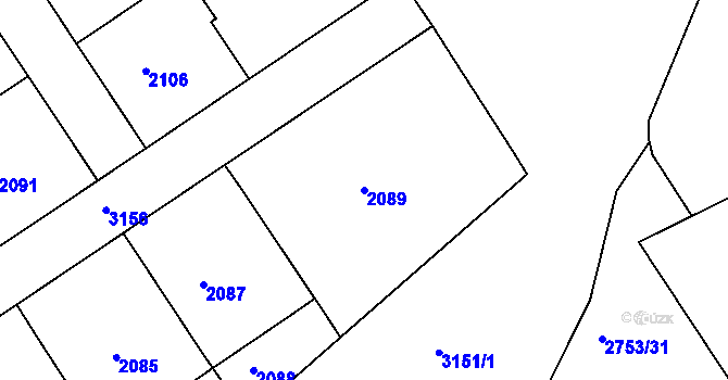 Parcela st. 2089 v KÚ Nusle, Katastrální mapa