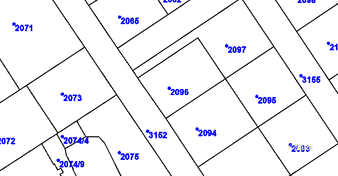 Parcela st. 2096 v KÚ Nusle, Katastrální mapa