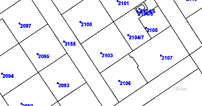 Parcela st. 2103 v KÚ Nusle, Katastrální mapa